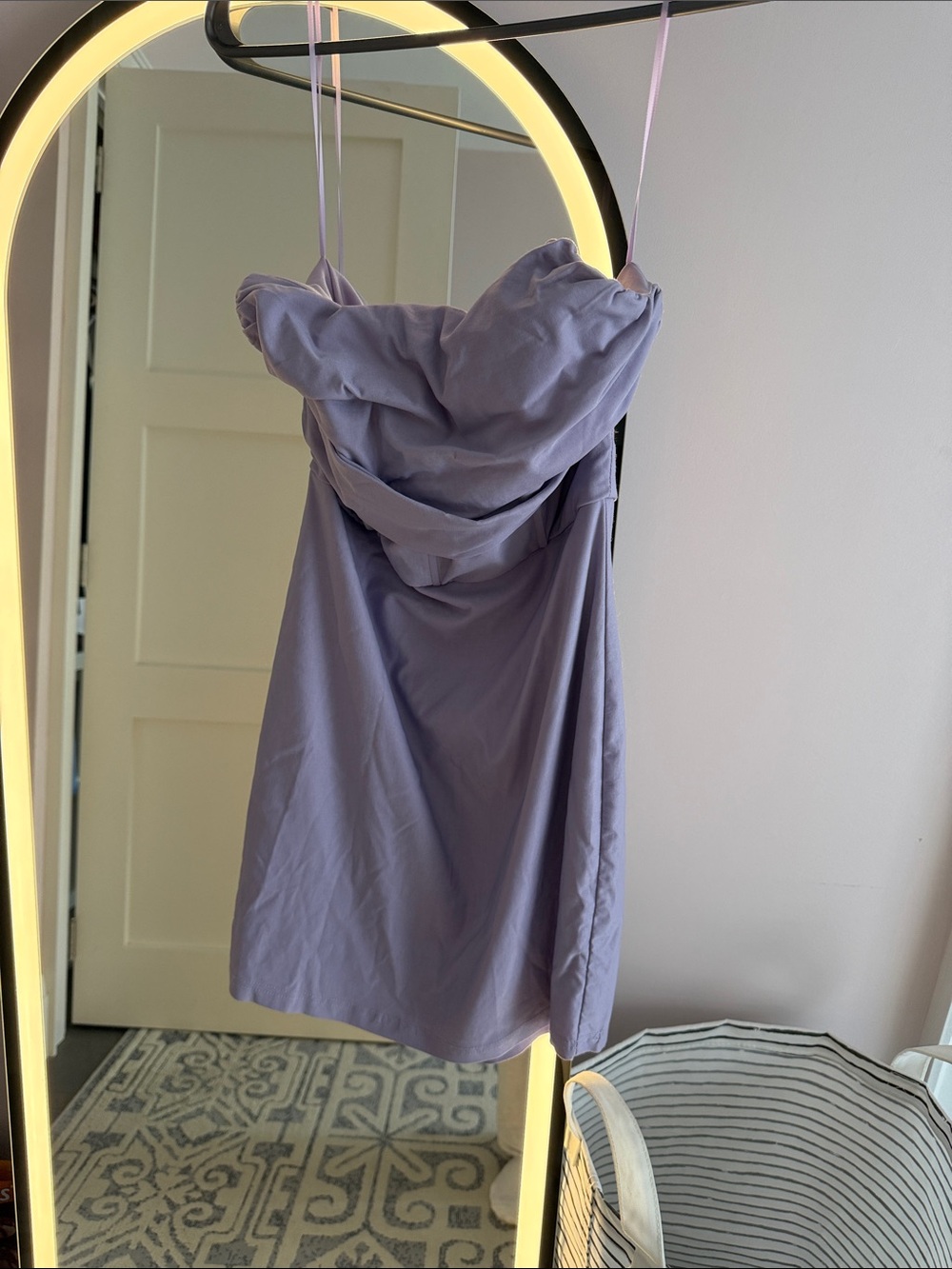 Blue Blush Lavender Strapless Cocktail Dress